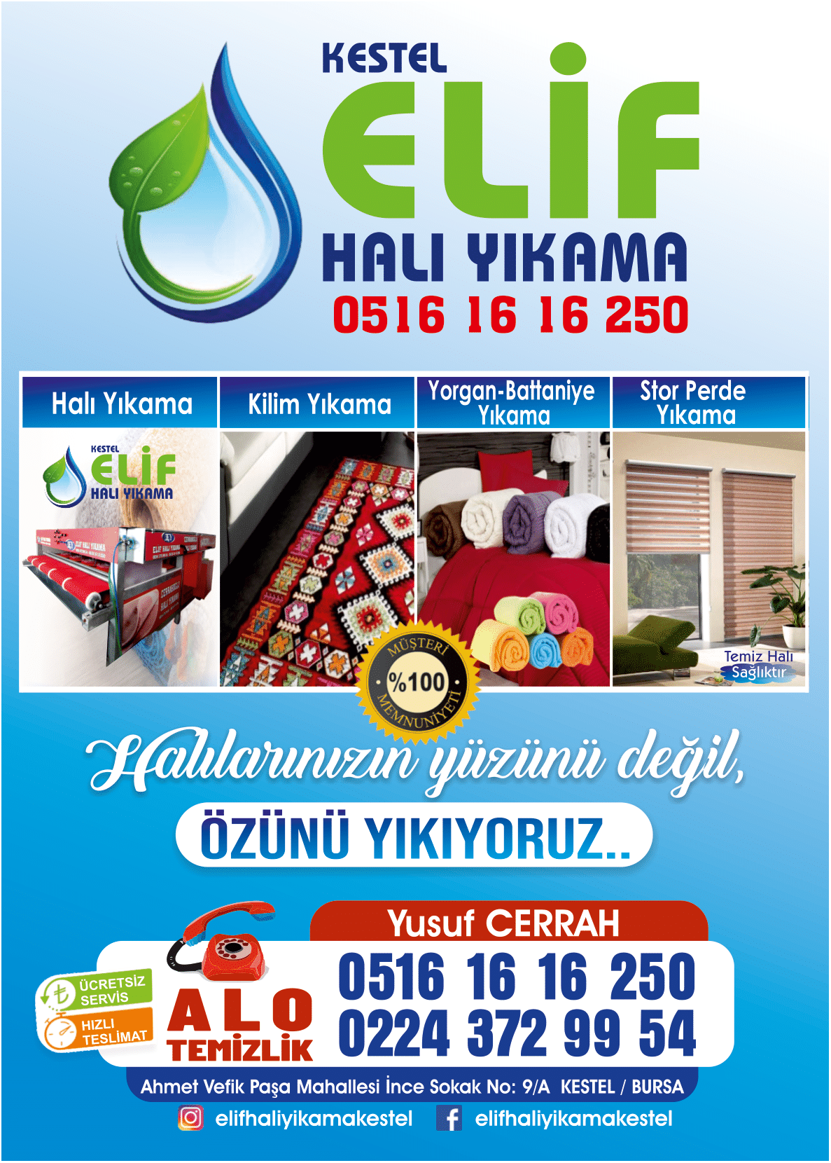 Elif Halı Yıkama Bursa Arka Broşür